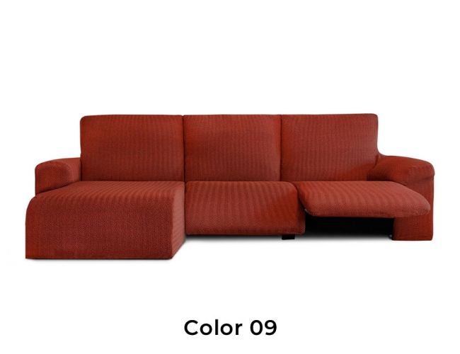 Funda para sofá chaiselongue con módulos abatibles y brazo corto