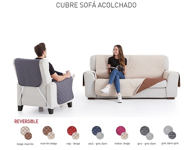 Funda practica cubre sofás "Acolchado" reversible