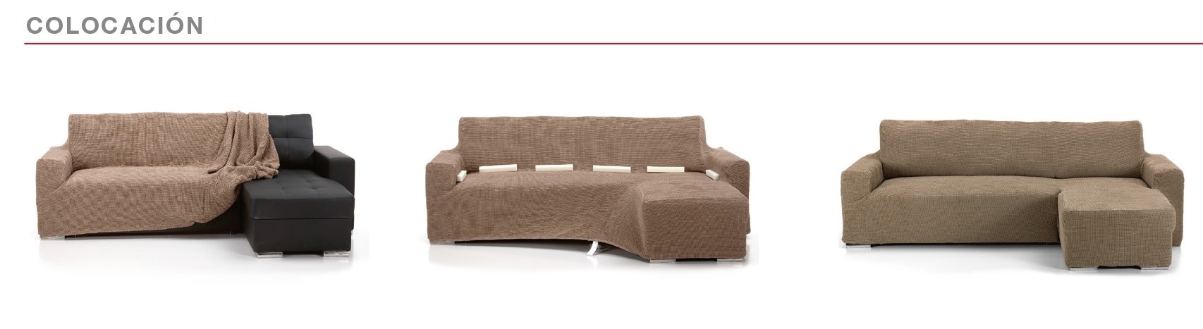 Sistema de colocación de fundas para sofá chaiselongue