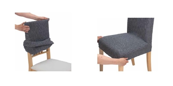 Sistema de colocación fundas de sillas para asiento y respaldo