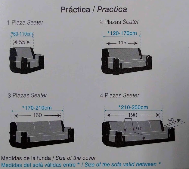 Medidas funda de sofá practica cubre-sofás "Estocolmo"