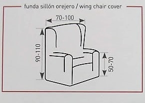 Detalle de medidas sillón orejero "Melos"