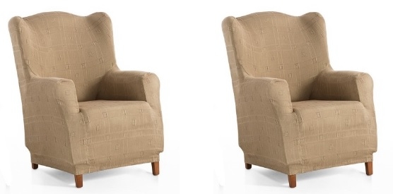 Juego de fundas para sillón orejero elástica "Vanessa"