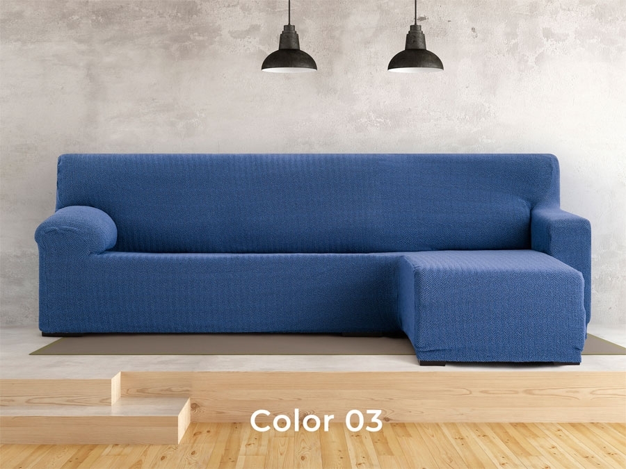 Funda bi-elástica de sofá "Pop" para chaiselongue con brazo corto