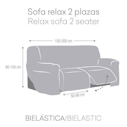 Detalle de medidas funda de sofá "Pop" dos plazas dos módulos
