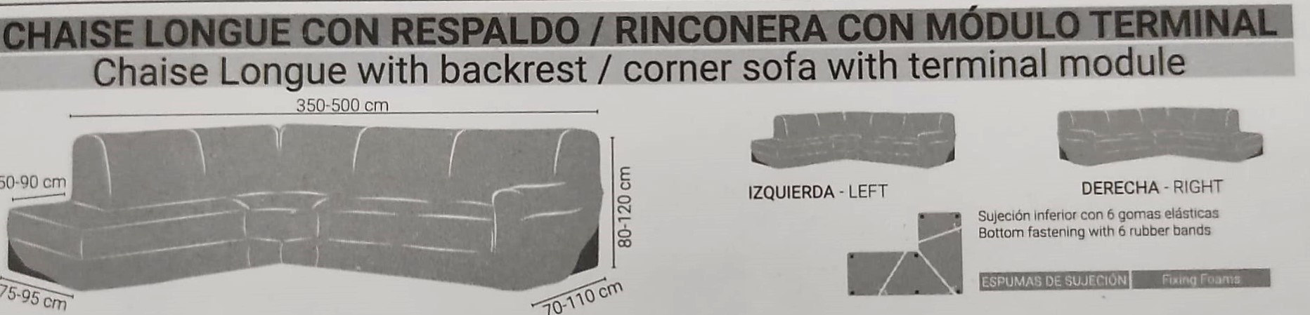 Detalle de las medidas chaiselongue rinconera Detalle de las medidas chaiselongue rinconera