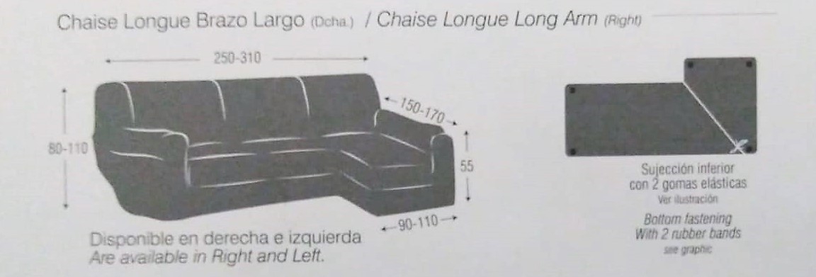 Medidas fundas para sofá chaiselongue "Agua"